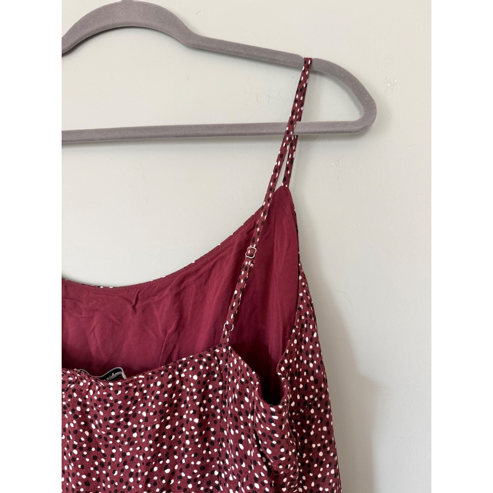 Abercrombie & Fitch Midi Slip Dress Burgundy Red Black White Polka Dot XL NWT - Picture 7 of 9